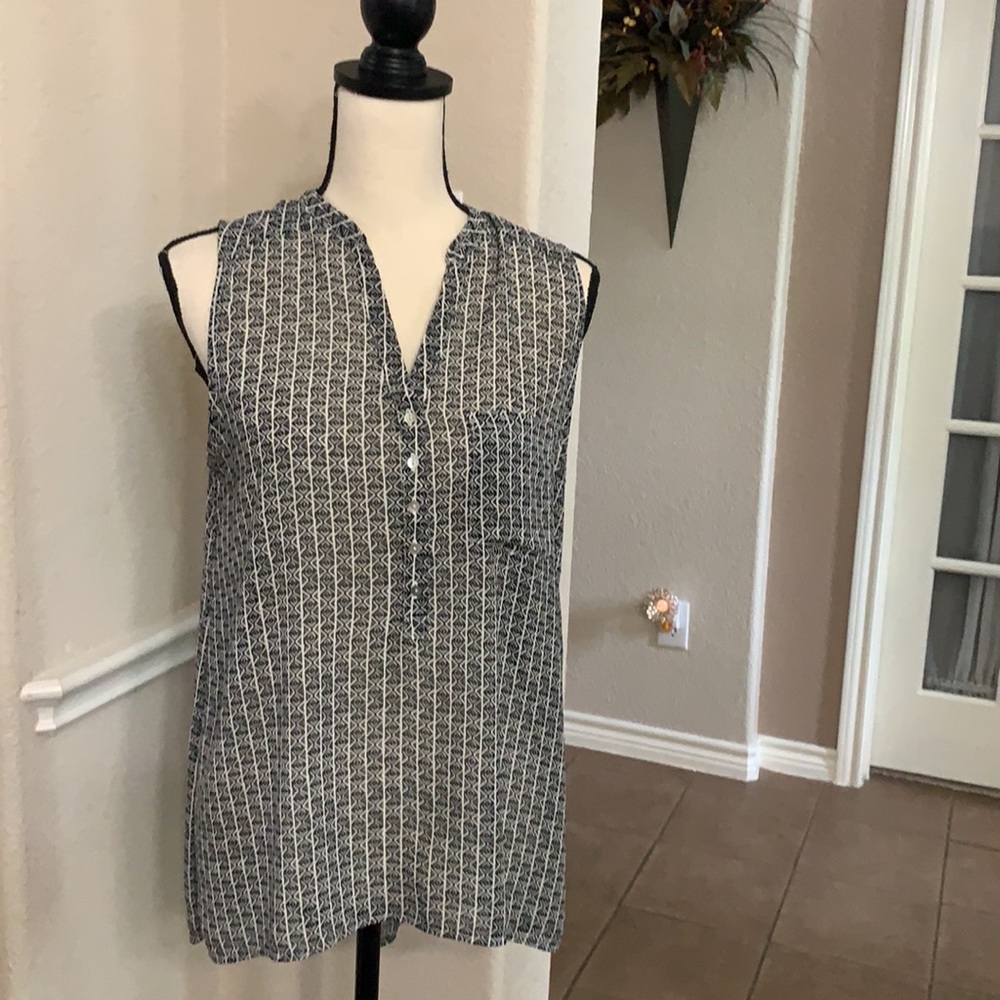 H&M black geographic print sheer top Size 6
